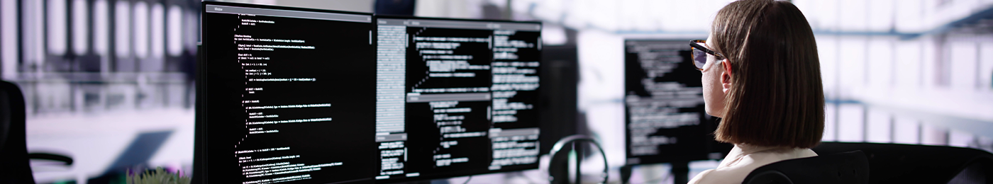 Software Engineer Developer Using Desktop Computer.