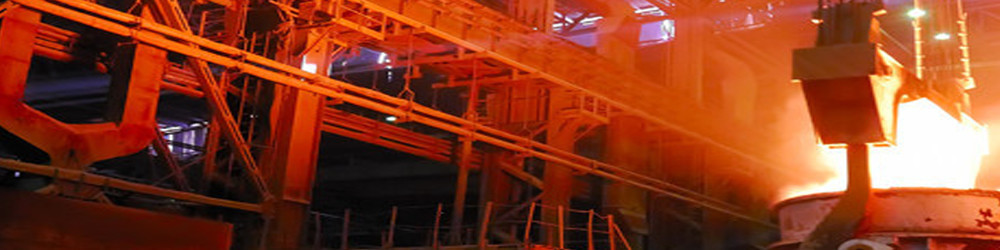 Steel mill with molten metal and machinery